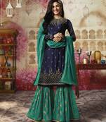 Blue printed georgette salwar