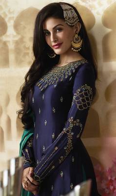 Blue printed georgette salwar 2