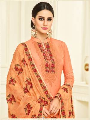 Orange printed silk salwar 2