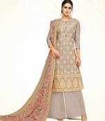 Grey printed silk salwar