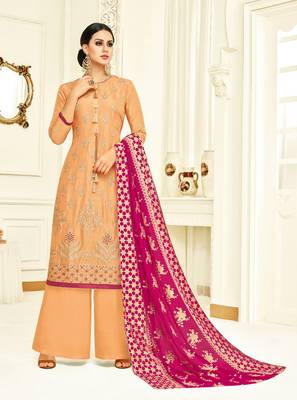 Orange printed silk salwar 1