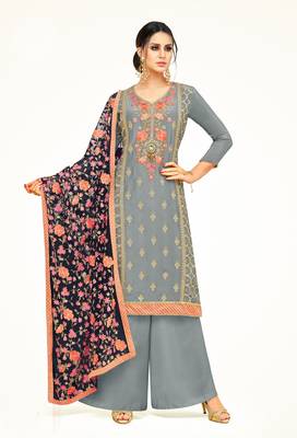 Grey printed silk salwar 1