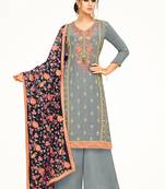 Grey printed silk salwar