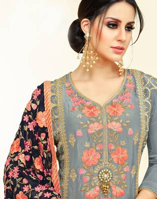 Grey printed silk salwar 2