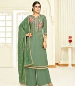 Green printed silk salwar