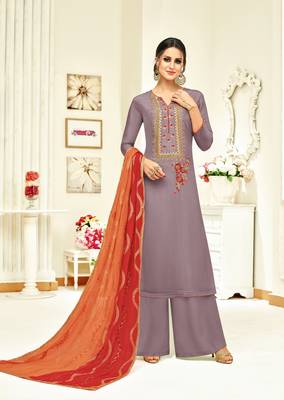 Grey printed silk salwar 1