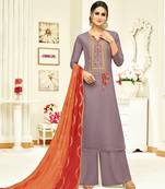 Grey printed silk salwar