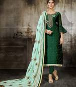 Green printed silk salwar