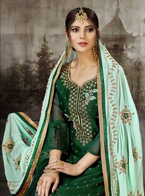Green printed silk salwar 2
