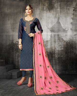 Blue printed silk salwar 1