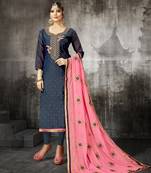 Blue printed silk salwar