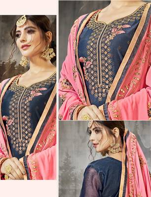 Blue printed silk salwar 2