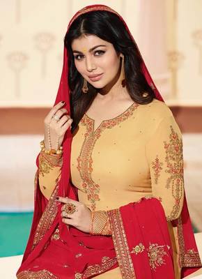 Yellow printed georgette salwar 2