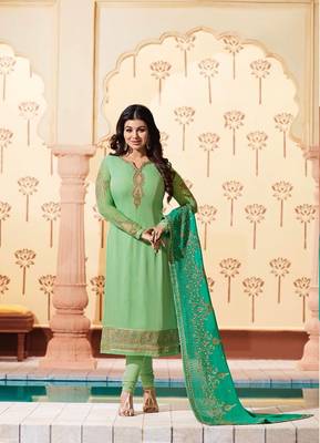 Green printed georgette salwar 1