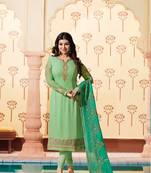 Green printed georgette salwar