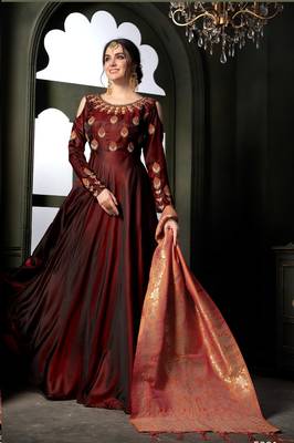 Maroon printed georgette salwar 1