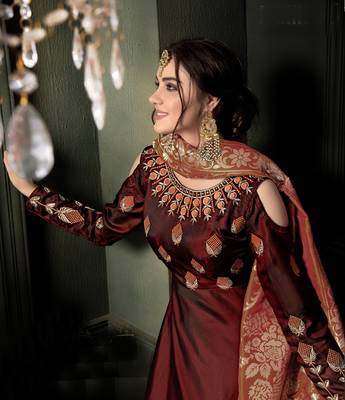 Maroon printed georgette salwar 2