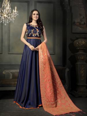 Blue printed georgette salwar 1