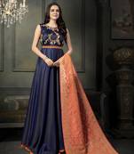 Blue printed georgette salwar