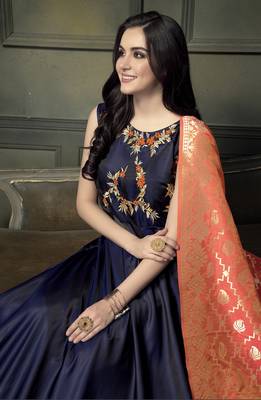 Blue printed georgette salwar 2