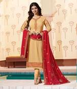 Cream printed georgette salwar