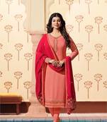 Peach printed georgette salwar