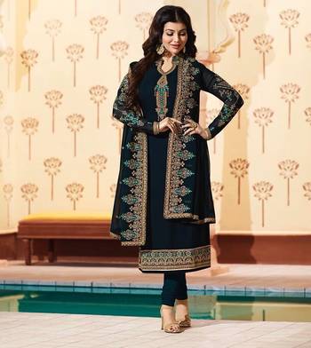 Blue printed georgette salwar 1