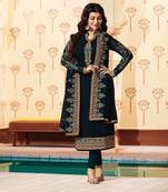 Blue printed georgette salwar