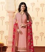 Peach printed georgette salwar