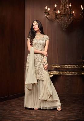 White printed georgette salwar 1