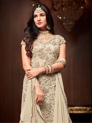 White printed georgette salwar 2