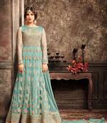 Blue printed net salwar