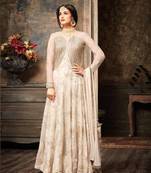 White printed net salwar