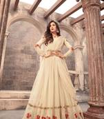 White printed net salwar