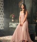 Pink printed net salwar