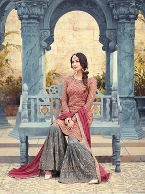 Maroon printed georgette salwar 1