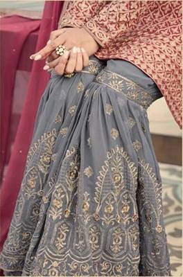 Maroon printed georgette salwar 2