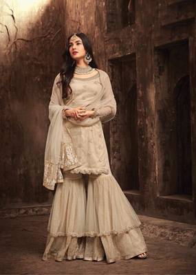 Maroon printed net salwar 1