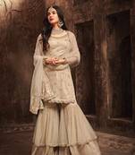 Maroon printed net salwar