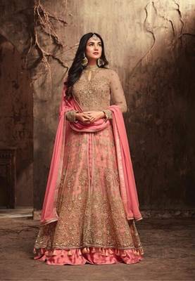 Maroon printed net salwar 1