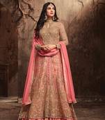 Maroon printed net salwar