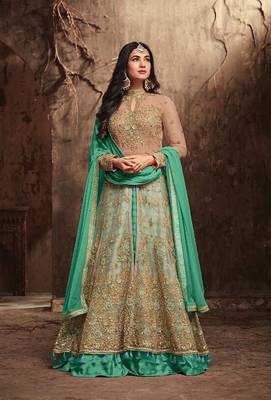 Maroon printed net salwar 1