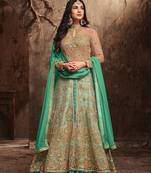 Maroon printed net salwar