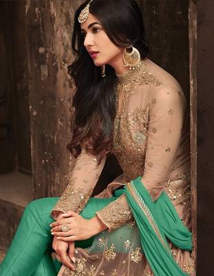 Maroon printed net salwar 2
