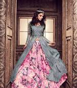 Grey printed silk salwar