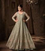 Green printed net salwar