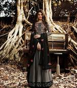 Grey printed silk salwar