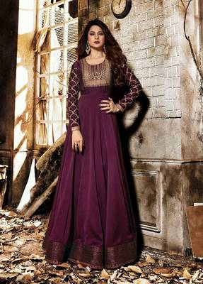 Purple printed georgette salwar 1