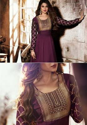 Purple printed georgette salwar 2