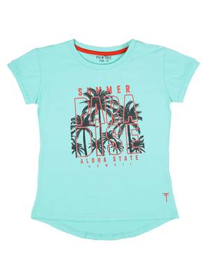 Green Plain Cotton Kids Tops 1